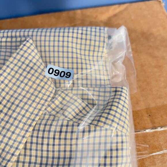 Ralph Lauren Button Shirt Blake Cut Men's XL Yellow & Navy Check Business Casual - Picture 9 of 9